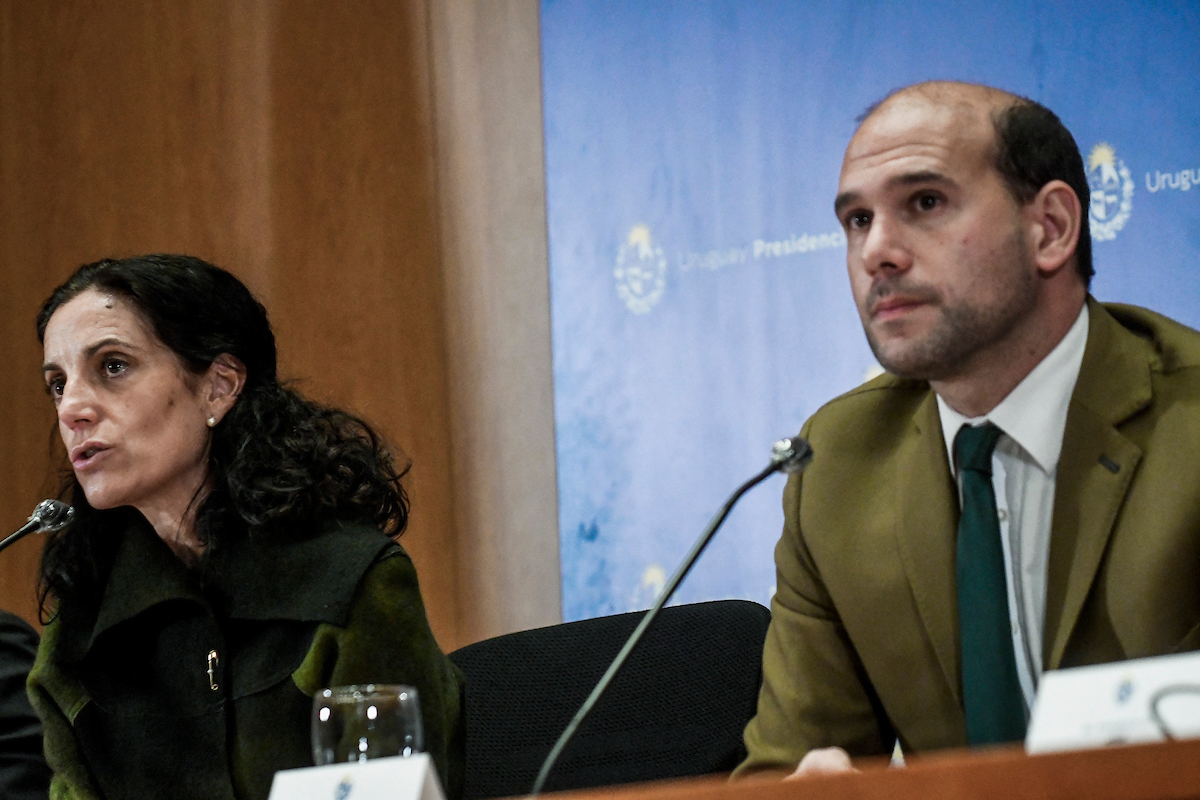Azucena Arbeleche y Martín Lema en la conferencia de prensa donde se presentó el Programa Primera Infancia