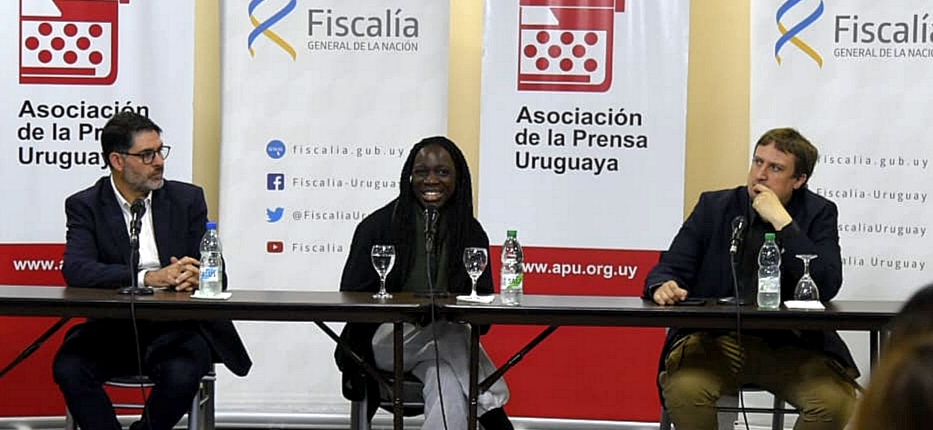 Mesa inaugural del taller, Javier Benech, Sandra Sharman y Fabián Cardozo
