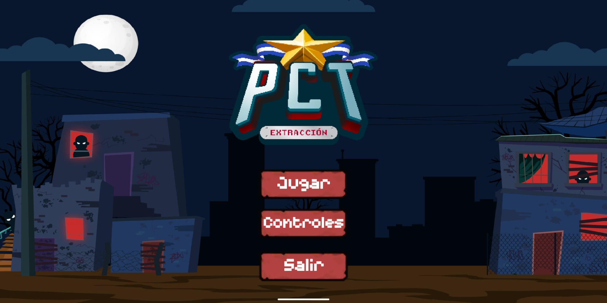 Captura del menú principal del videojuego PCT: Extracción. 18 de abril de 2023.