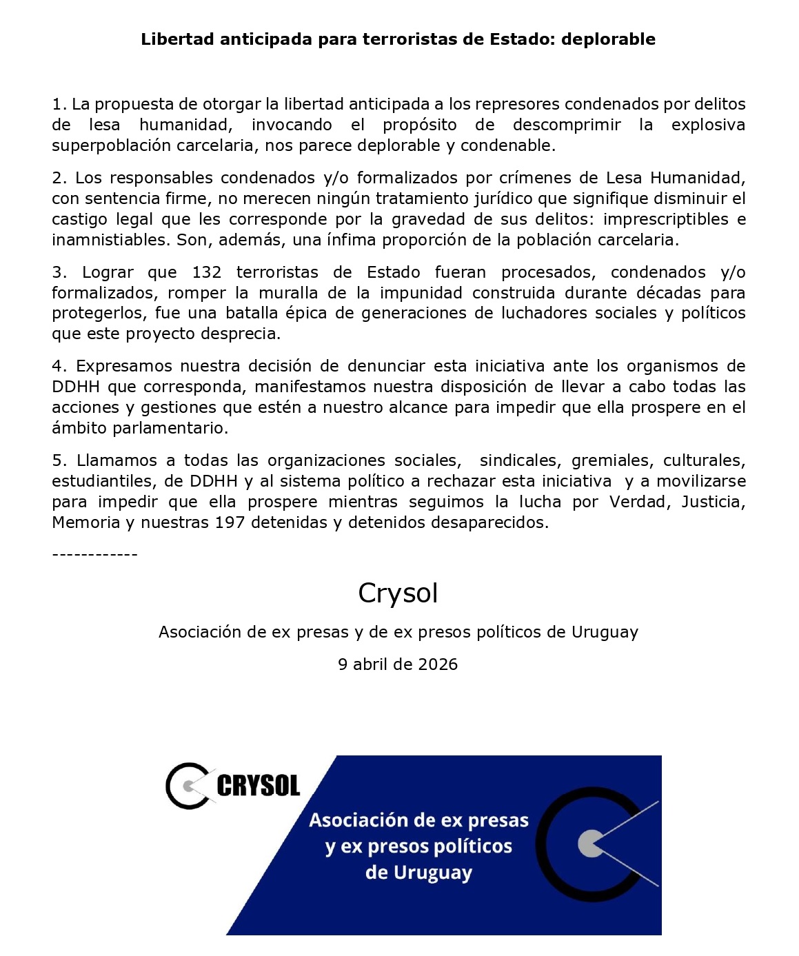 comunicado crysol
