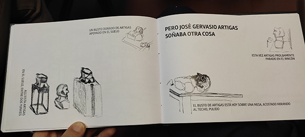 Una de las libretas que contiene dibujos del busto de José Artigas. Foto: Alejandro Diaz