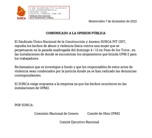 comunicado sunca