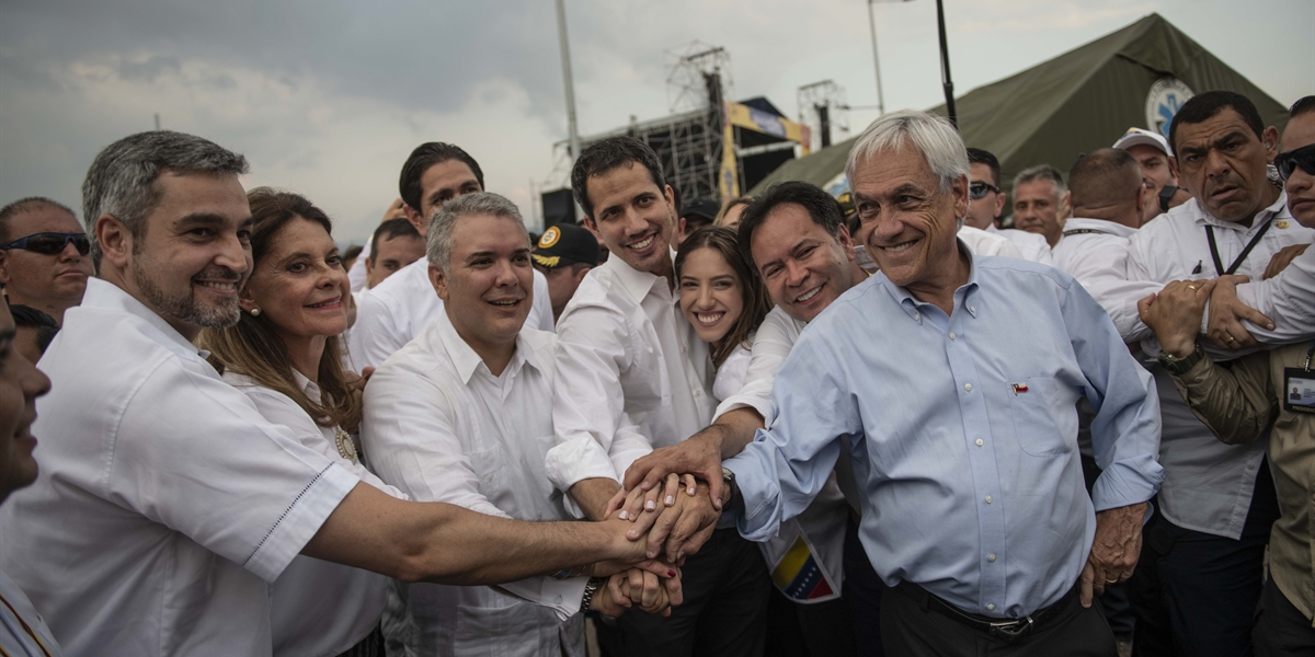 Piñera en su visita a Cúcuta (frontera colombo-venezolana)