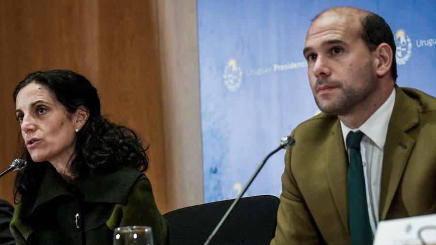 Azucena Arbeleche y Martín Lema en la conferencia de prensa donde se presentó el Programa Primera Infancia