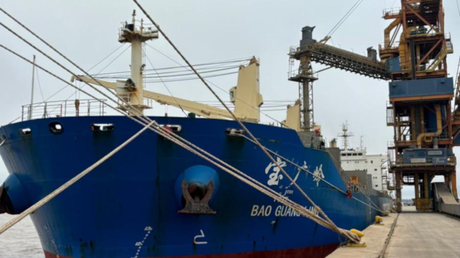 Operativa de soja en el muelle de la ANP (Foto APU.Uy)