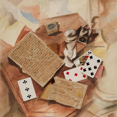 Naturaleza muerta con carta de Torres García. 1919. Colección MNAV