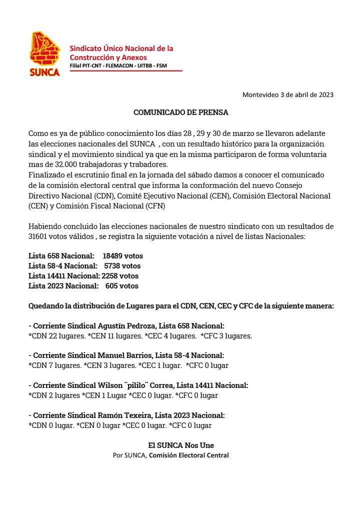Comunicado Sunca