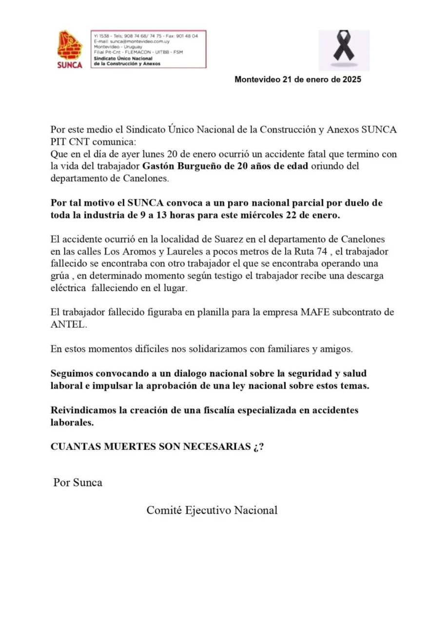 Comunicado Sunca.