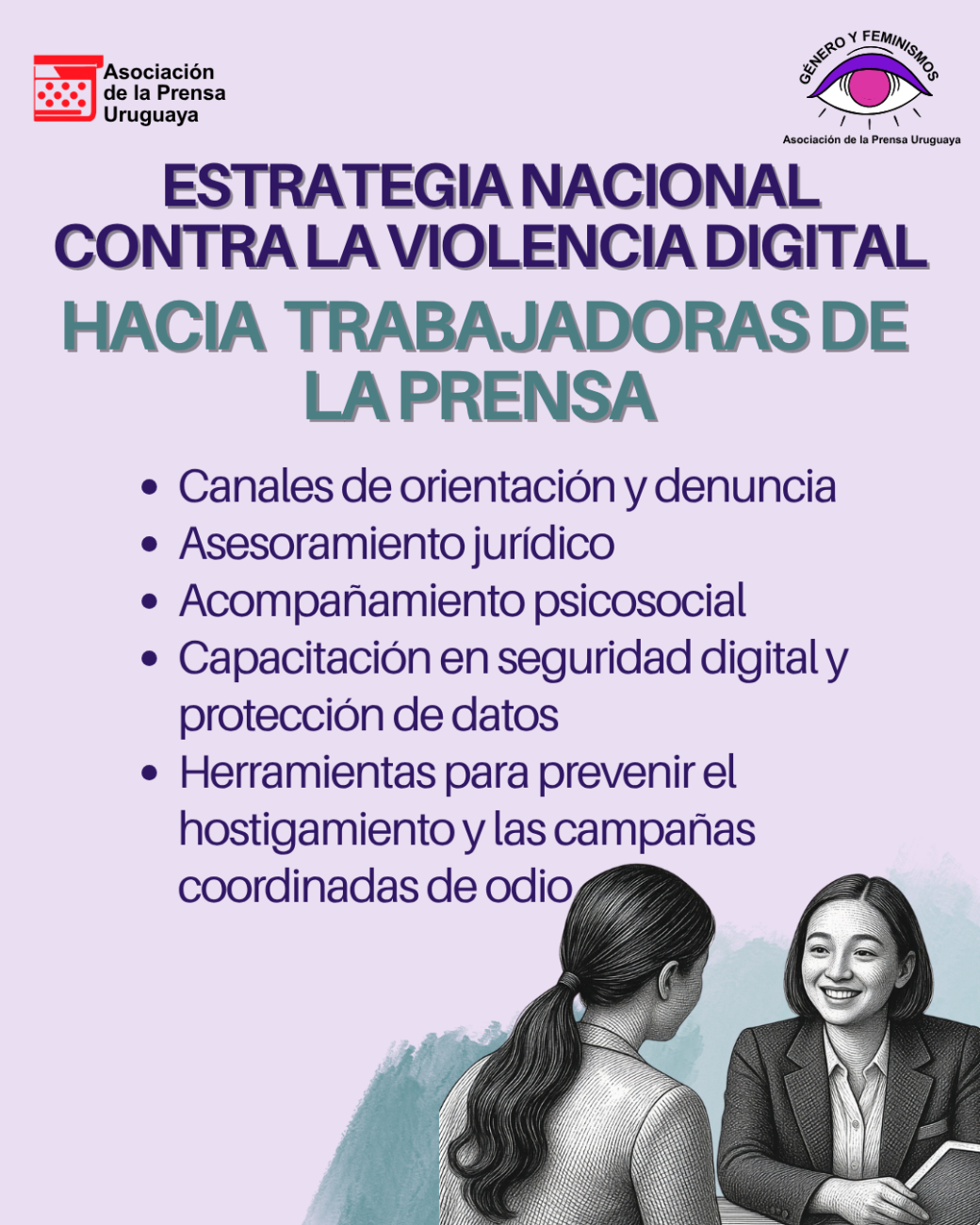 APU propone incorporar la protección de las mujeres periodistas y trabajadoras de la prensa al Plan Nacional de Género